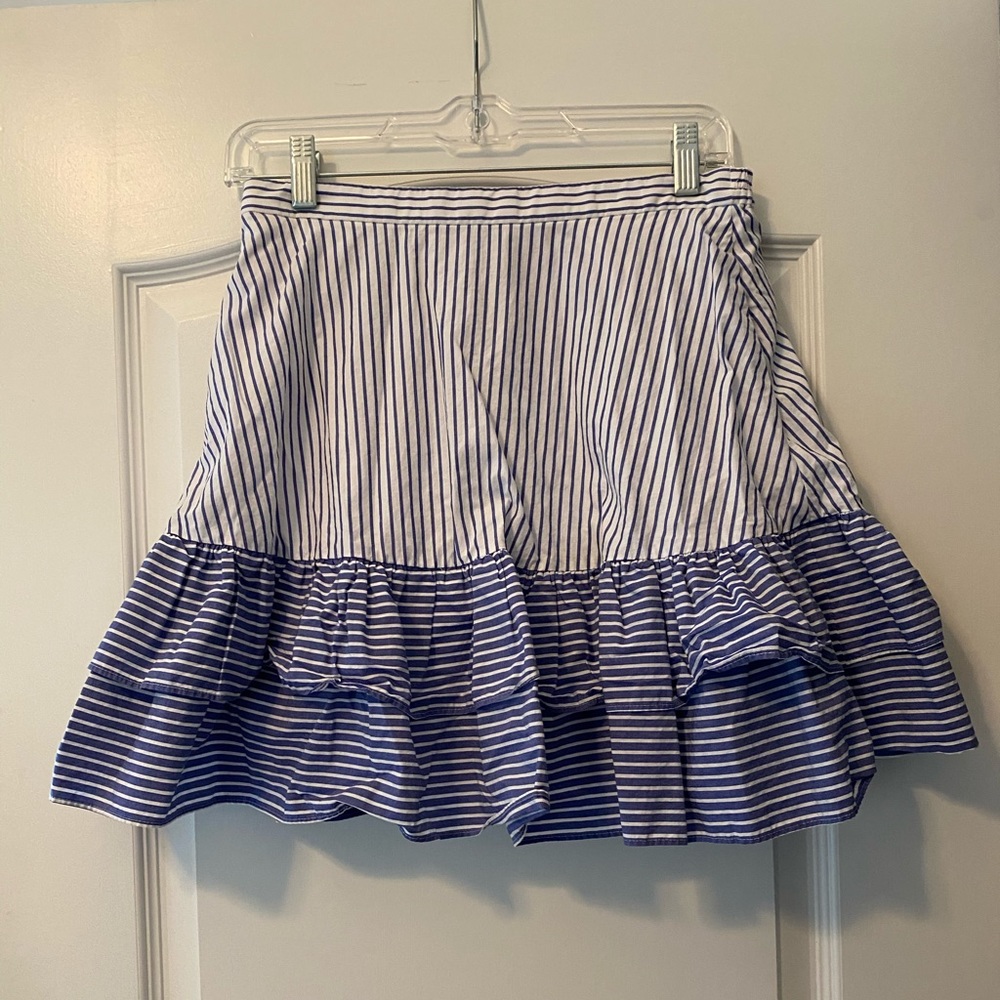 J. Crew blue stripped mini skirt size 4
